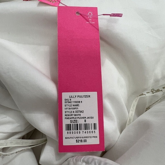 Lilly Pulitzer NWT Pineapple Pucker Jacquard WHITE KIPTON ROMPER One Shoulder 8 - Picture 8 of 9